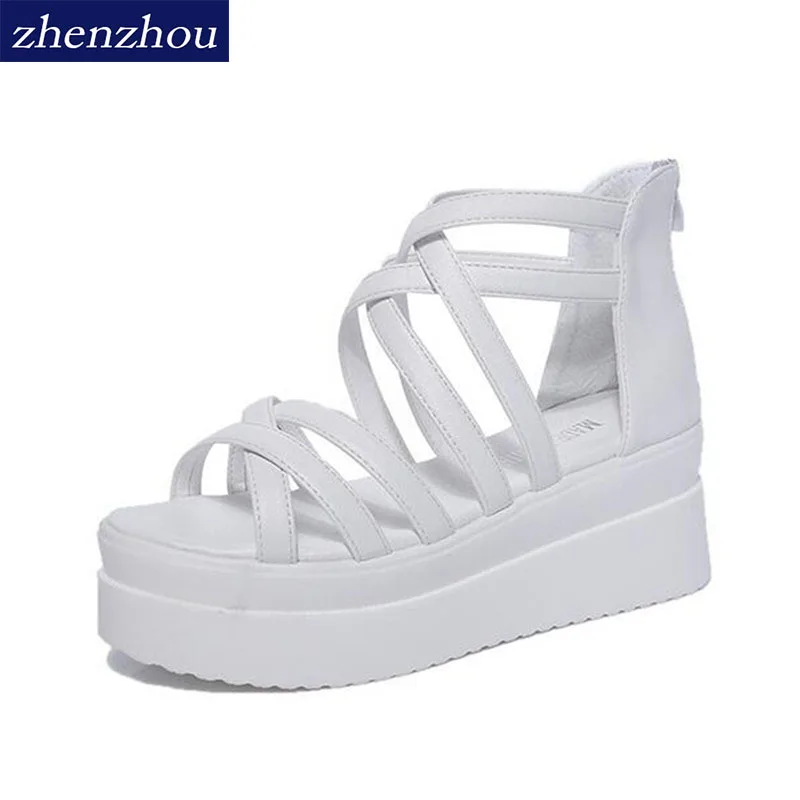 sandalias mujer 2018 summer  women sandals sponge base platform height Roman sandals white sandalia feminina sandali donna