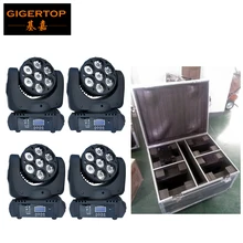 Кейс 4in1 упакованы 4 шт./лот 7x12 Вт RGBW Мини светодиодный движущаяся голова луч света DMX512 15Ch 8 градусов лучевой градусов переносное потолочное освещение