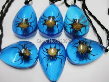 

FREE SHIPPING Lots WHOLESALE 8 PCS cool blue real golden angle spider Xmas gift Pendant hot sale summer
