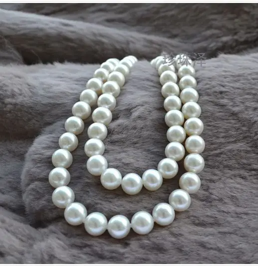 

CLASSIC DOUBLE STRANDS 9-10mmSOUTH SEA WHITE PEARL NECKLACE 18