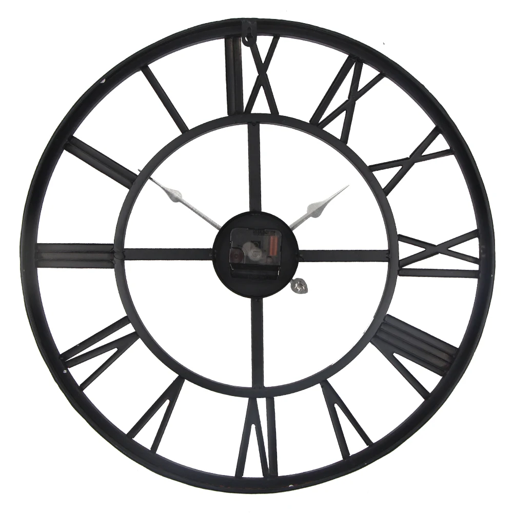 Современный Лофт кафе железные Подвесные часы бесшумные Ретро 16 дюймов диаметр металлические римские цифры большие настенные часы Relogio Horloge murale