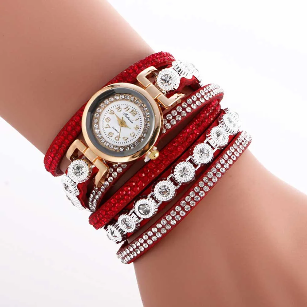 Женские часы с металлическим декоративным круговым кварцевым ремешком, женские часы с браслетом, женские часы, брендовые Роскошные модные часы - Цвет: H