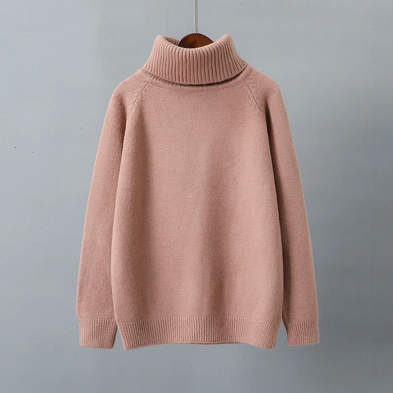 

wide-collar, autumn and winter 2018 new women's jacket, Korean version of loose pure-color thickened knitted sweater