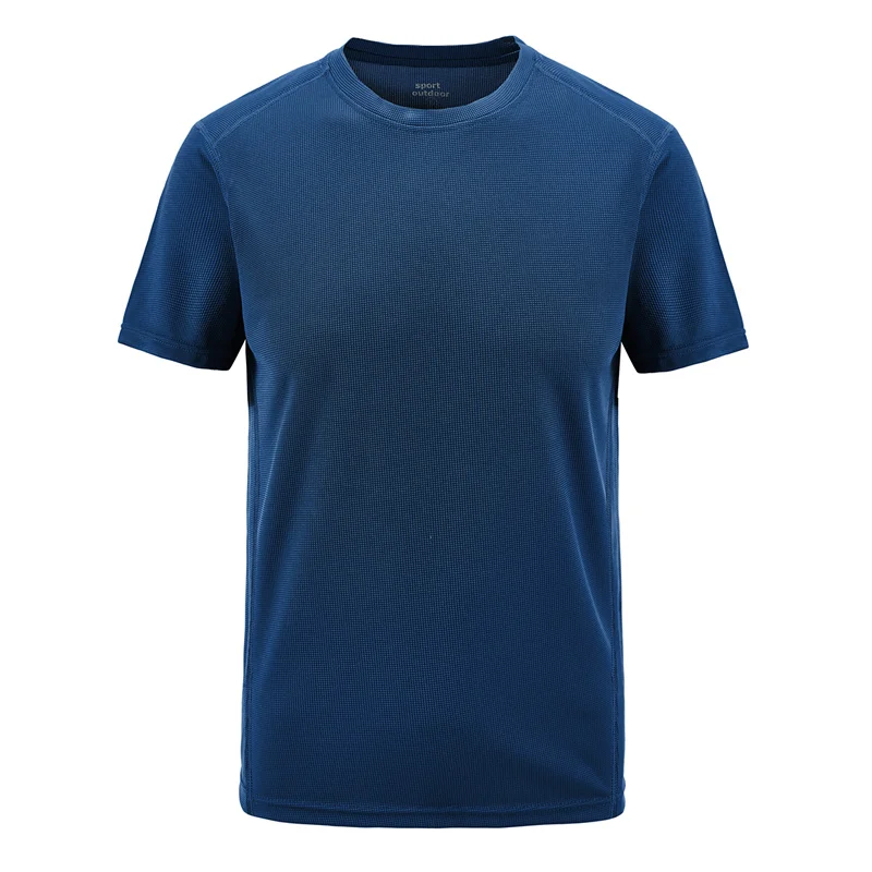 Tutuptu новые летние мужские быстросохнущие футболки уличные спортивные рукава короткие Однотонные эластичные футболки 8XL - Цвет: men jean bule
