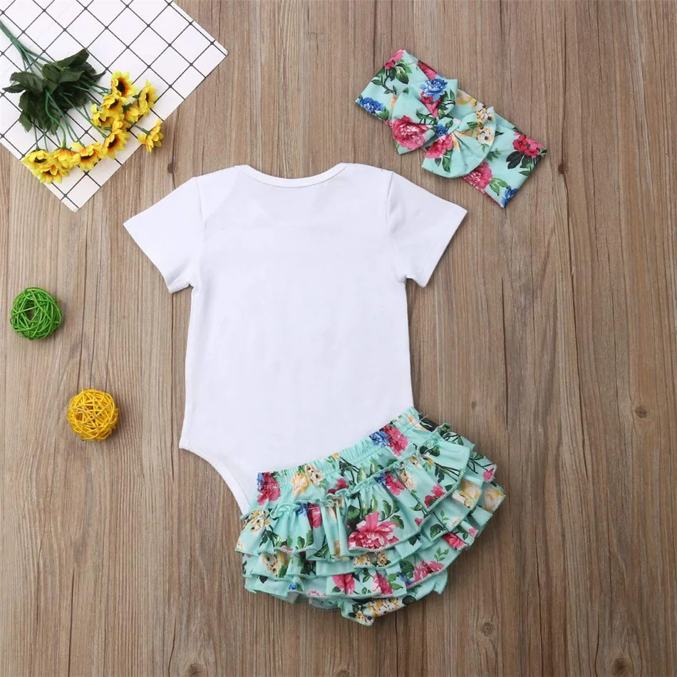 Одежда для малышей; одежда с надисью "Mamas Mini" мне буквенным принтом короткий рукав боди с цветочным принтом, пояс-баска шорты комплекты одежды