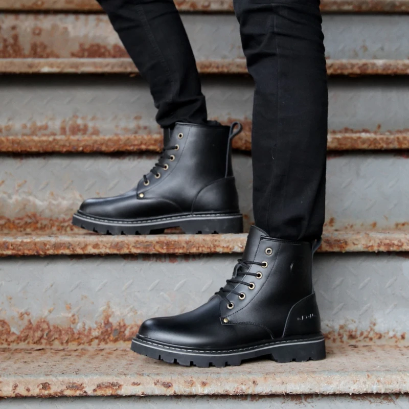 

OSCO Brand Warm Men's Autumn Winter Genuine Leather Men Waterproof Snow Boots Work Safety Ankle Martin Boots Men's Boots