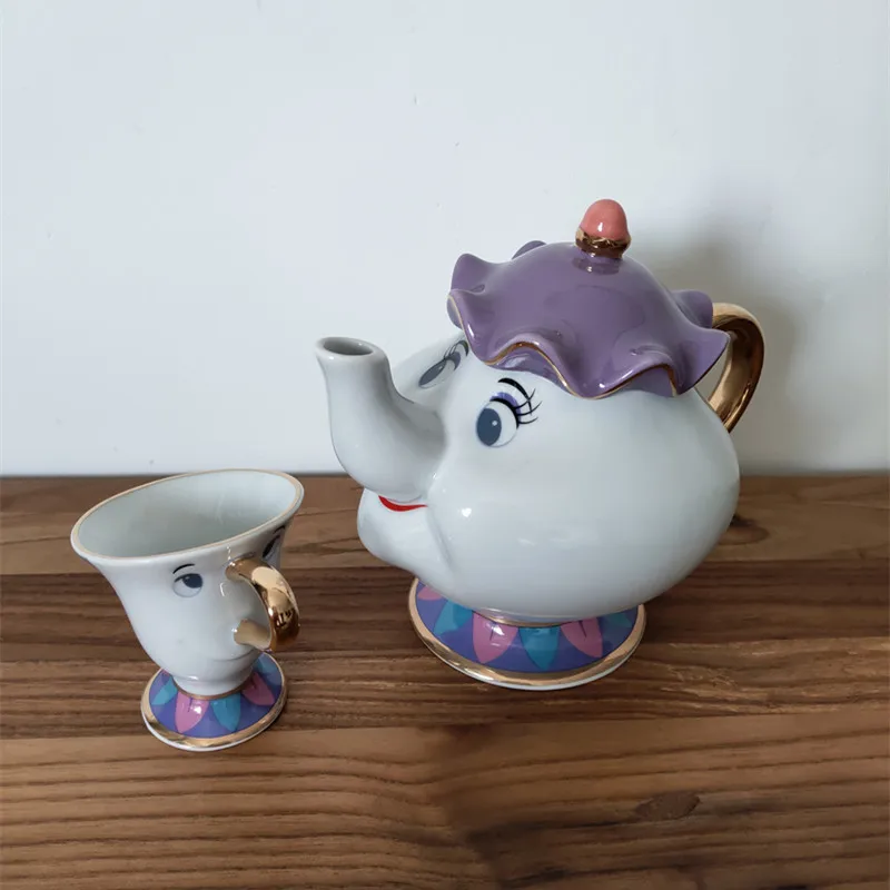 

Cartoon Beauty And The Beast Tea Set Mrs Potts Teapot Chip Pot Cup Set Cogsworth Clock Coffee Teapots Kettle Birthday Xmas Gift