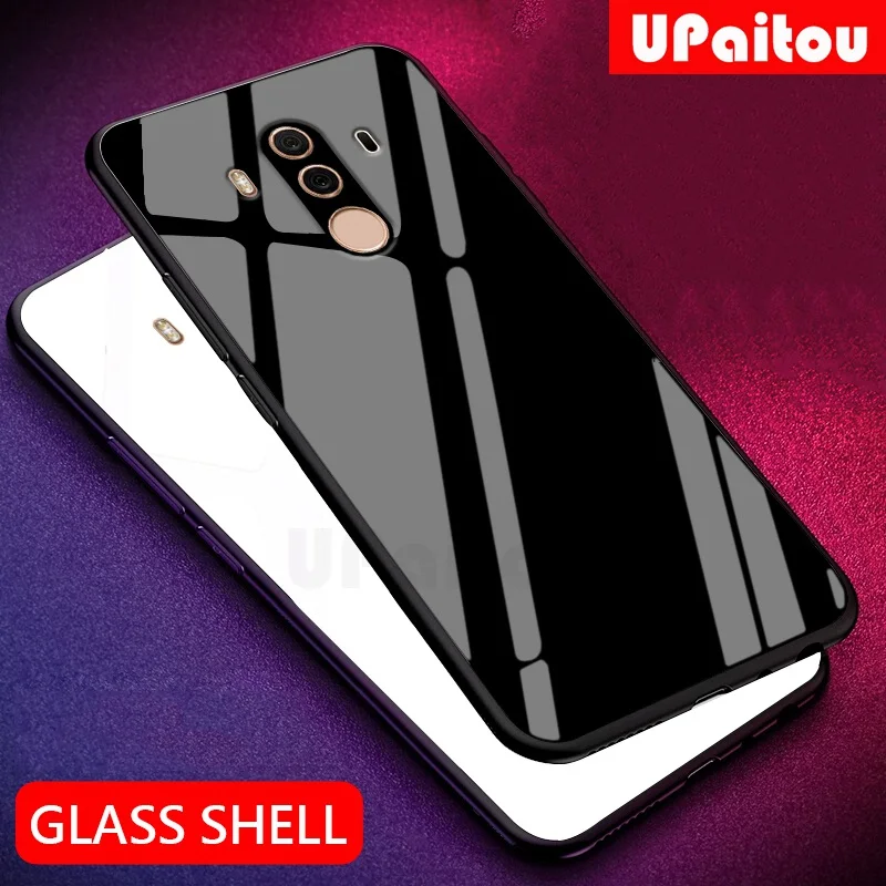 

UPaitou Luxury Tempered Glass Case for Huawei Mate 10 9 Pro Lite RS Case For Mate 20 Pro Lite X 20X TPU Bumper Shockproof Case