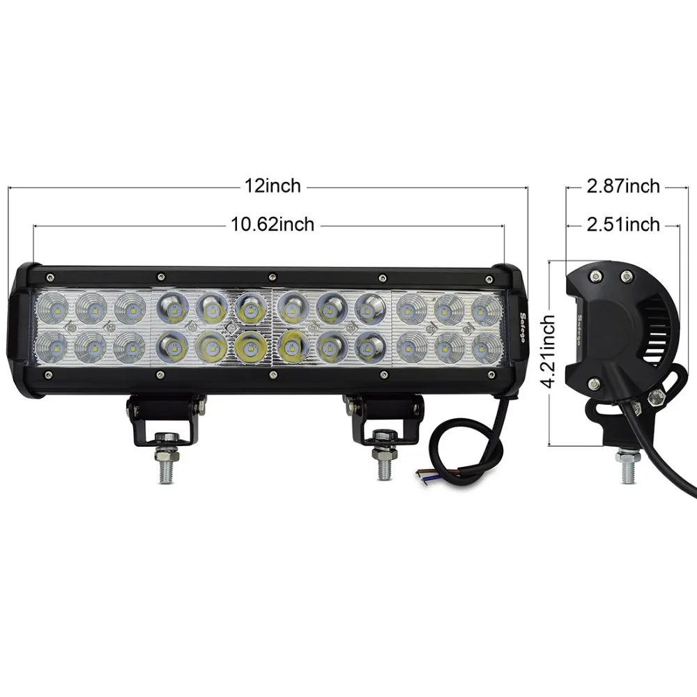 Safego 12 дюймов 72 Вт светодиодный световой бар точечный прожектор комбо противотуманные для езды по бездорожью лампы 12 В 24 В светодиодный рабочий свет бар ATV 4WD 4X4 катание на лодках