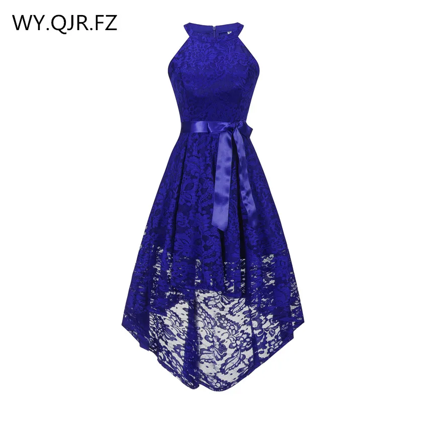 OML526# спереди короткое длинное сзади темно-синее платье подружки невесты с бретелькой на шее свадебное платье на выпускной вечер модная одежда - Цвет: Blue