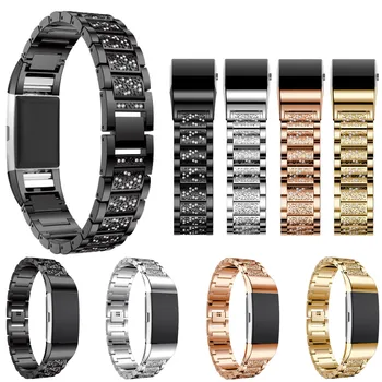 

Strap For Fitbit Charge 2 Bracelet Band Crystal Stainless Steel Smart Accessories Replacement Fitness Smartwatch QIY23 DES