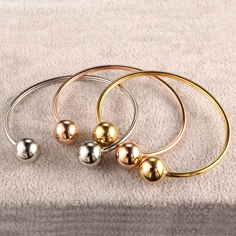 Stainless Steel Bracelet Luxury Bracelets & Bangles Gold Color Simple Style Cuff Adjustable Wristband For Female Jewelry Gift