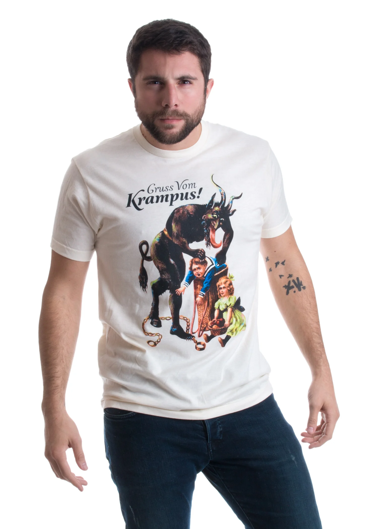 Gruss Vom Krampus! (Поздравления) немецкая Рождественская футболка унисекс с демоном 100%