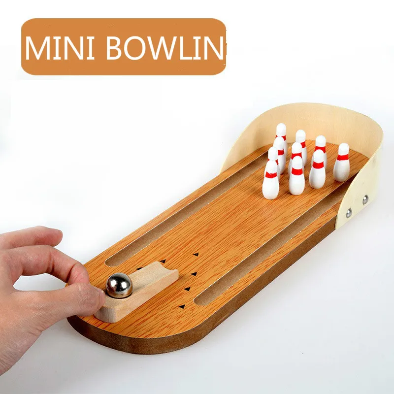 

Mini Bowling Parent-Child Interactive Desktop Game Wooden Children's Table Games Toys Rolling Ball Game Floor Party Kids Gifts
