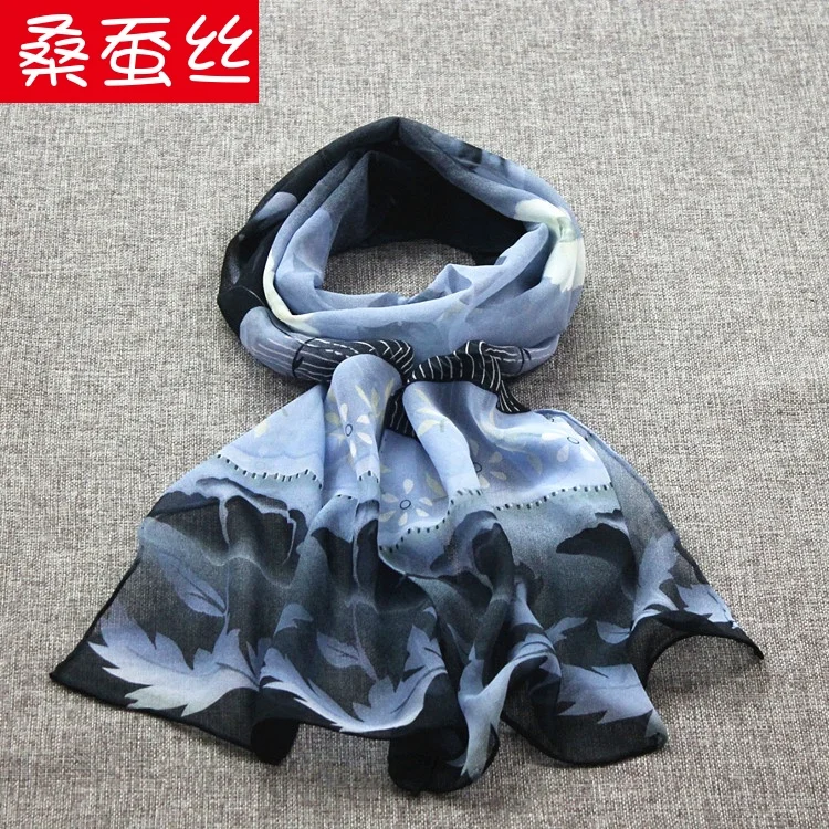 Чистый Шелковый жоржет шарф платок, цвет: как на фотографии, ширина: 34 см, длина: 155 см, толщина: 5 мм