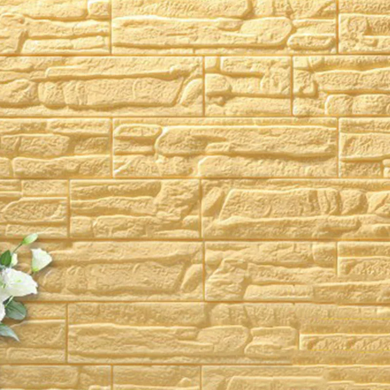 DIY самоклеющиеся 3D наклейки на кирпичную стену Декор для гостиной пенопластовое водонепроницаемое покрытие для стен обои для телевизора фон для детской комнаты - Цвет: Цвет: желтый