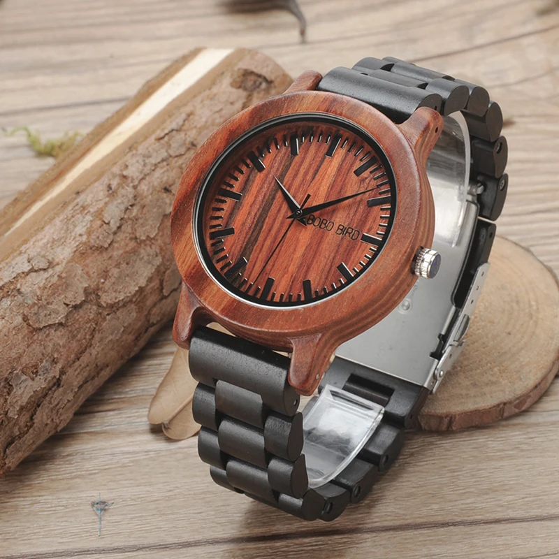 BOBO BIRD 2017 V-M05 Watches Mens New Arrival Top Brand luxury Two Colors Combination All Wood Quartz Wristwatch
