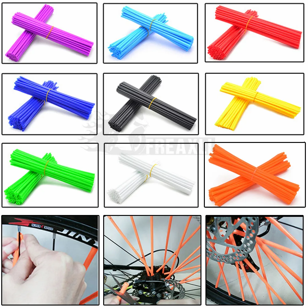 

Motocross Wheel Rim Spoke Skin Covers Wrap Tubes Decor Protector For yamaha wr450f honda monkey ducati 1098 africa twin crf1000l