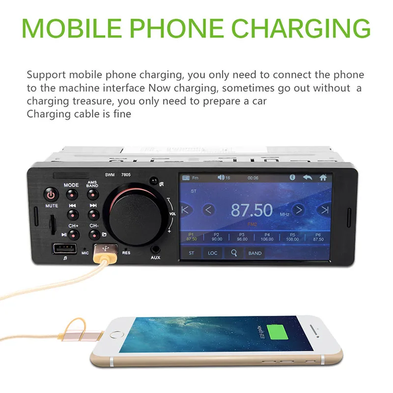 Onever Touch Автомобильный радиоприемник 7805 FM передатчик Автозвук Стерео Bluetooth 4.0
