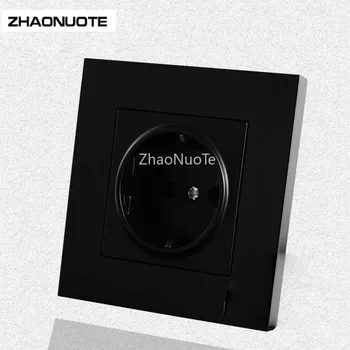 

2pcs EU Standard Power Socket Panel German Standard 86 Type EU 16A Wall Power Concealed Black Socket
