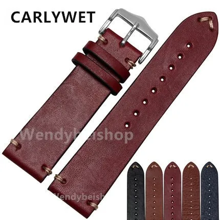 Ремешок CARLYWET для мужских и женских наручных часов винтажный кожаный браслет с