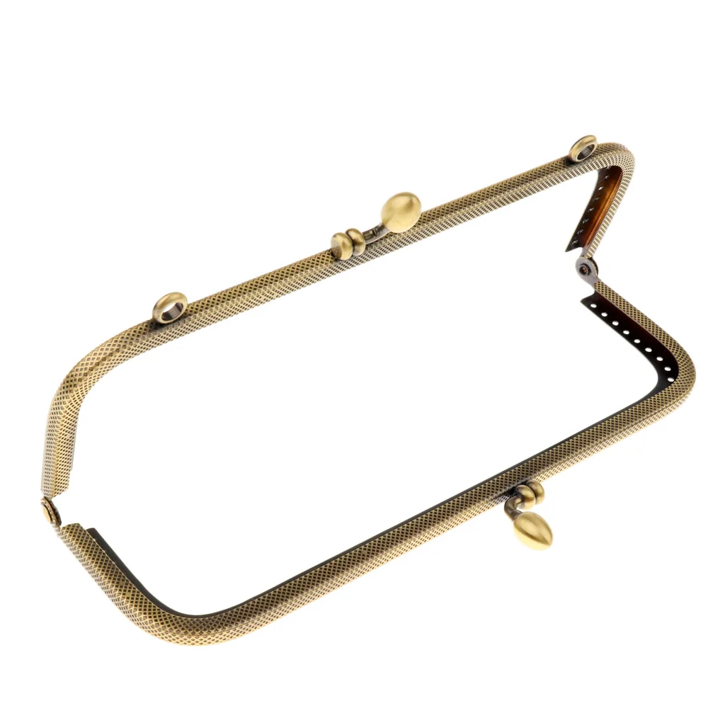 2xMetal Purse Frame Clutch Bag Kiss Clasp Rectangle Lock DIY Craft Handmade