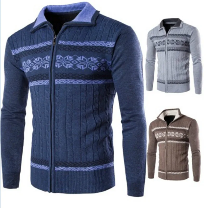Sweaters Men Sweater Slim Tops Cardigan Solid Casual Mens Wool Sweater Men Winter Clothes Men Streetwear Plus Size Warm Pattern