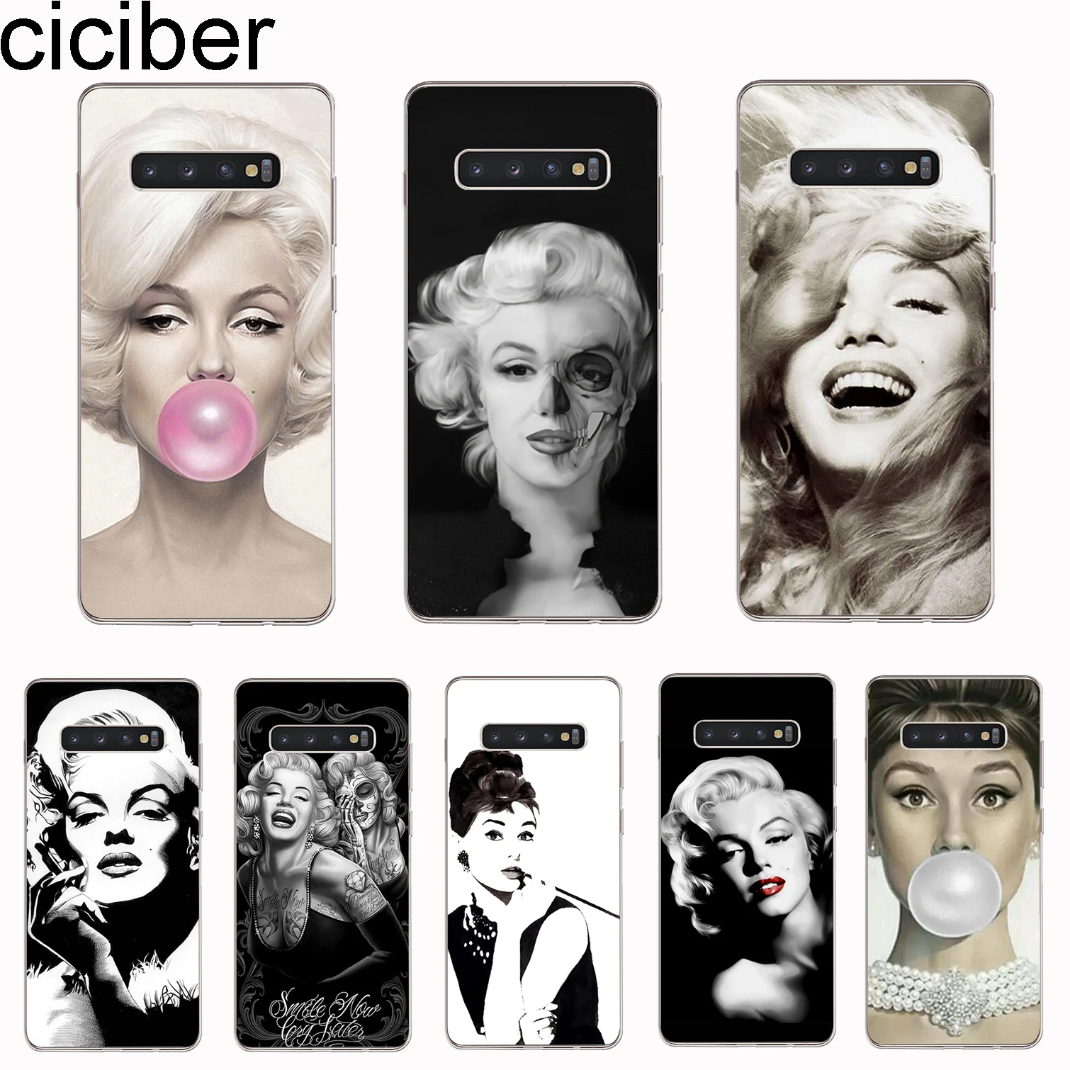 

ciciber Cover For Samsung Galaxy S10 S10e S10+ S9 S8 S7 S6 S5 Edge Plus Phone Case For Galaxy Note 9 8 5 Soft TPU Marilyn Monroe