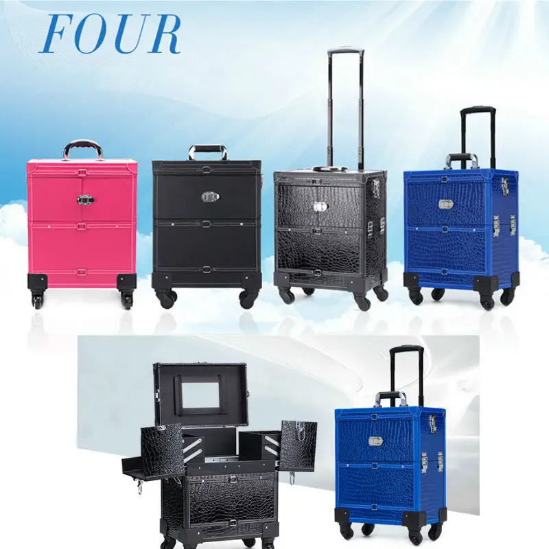 makeup luggage on wheels