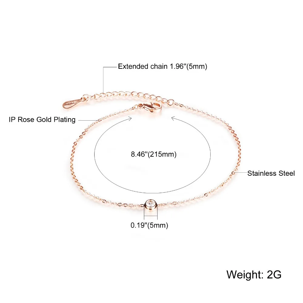 OPK AAA+ кубический цирконий женские ножные браслеты повседневные/спортивные цвета розового золота из нержавеющей стали женский ювелирный браслет на лодыжку GZ013