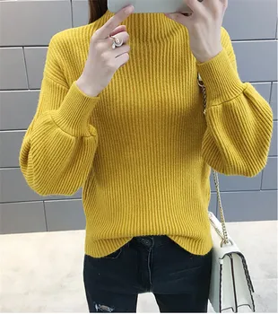

Fashion New 2020 Winter Pullover Women Sweater Turtleneck Batwing Sleeve Loose plus size Knitted Sweater Jumpers ladies Tops 3XL