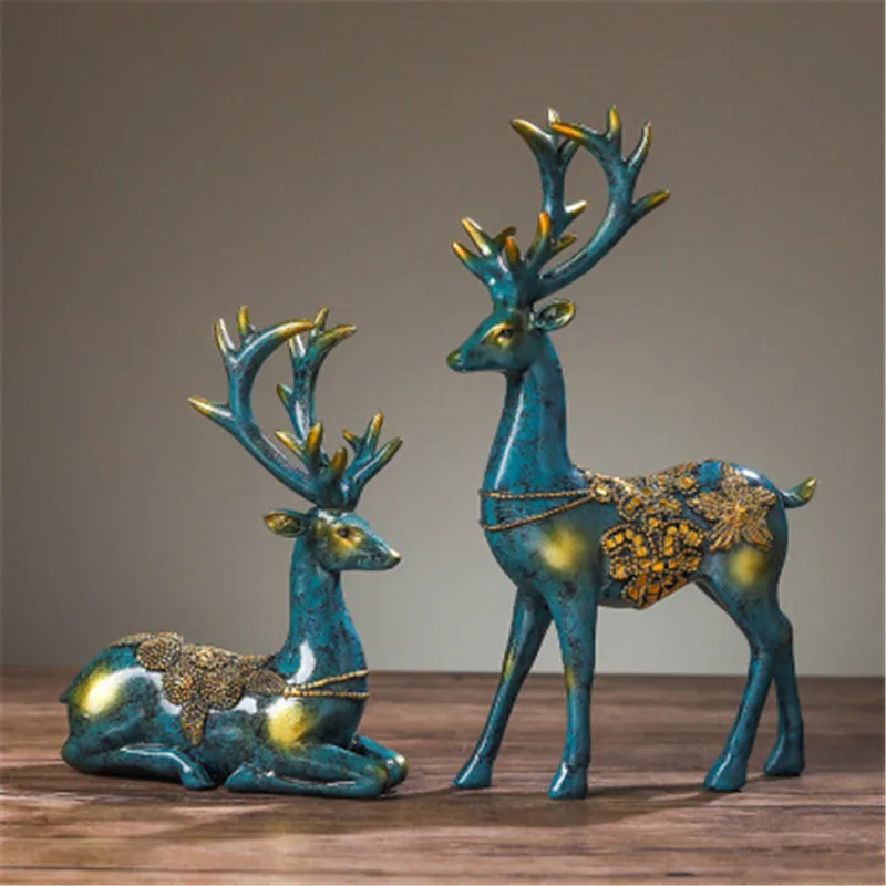 

Luxury European Resin Elk Model Home Furnishing Decoration Crafts Creative Livingroom Figurines Fashion Ornaments Wedding Gift