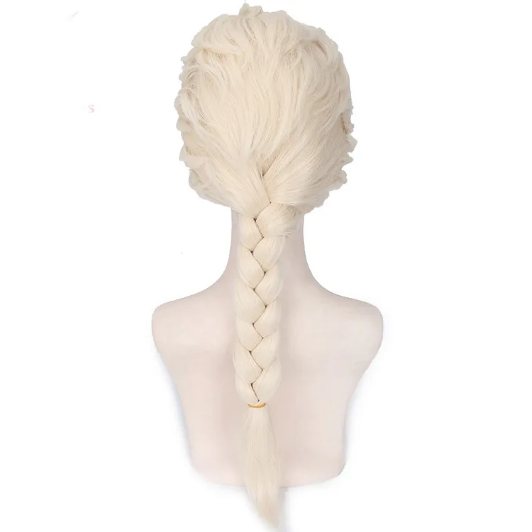 Yiyaobess 28 дюймов синтетический длинный коричневый блондин Анна Эльза Косплей парик с хвостиками хлыст термостойкие волосы парики - Цвет: Блондинка