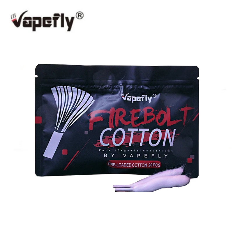 20 шт./упак. Vapefly Firebolt хлопковая вата для парения, поджатые органический хлопок набор «сделай сам» для обслуживаемых атомайзеров и дрипок, атомайзер катушка фитиль