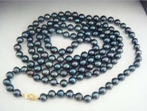 

Free shipping >>>>>Noblest huge Beautiful AAA+ 9-10mm 32" Black Tahitian Pearls Necklace A+AS
