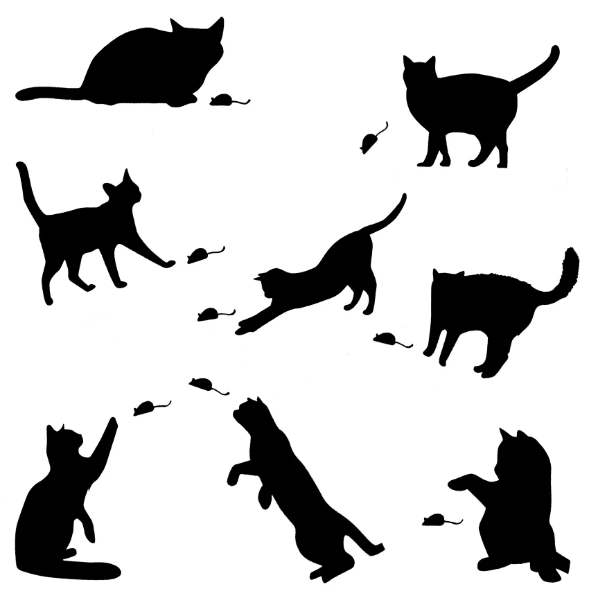 098 49 De Réductiontie Ler 8 Pièces Mode Dessin Animé Chat Et Souris Fenêtre Mur Décoration Interrupteur Autocollant Vinyle Décalque Décor