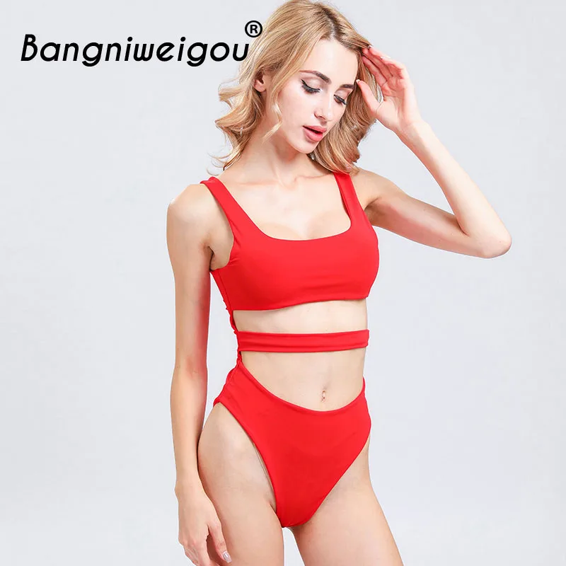 Bangniweigou Для женщин сексуальные стринги купальник пляжная одежда Молния сзади с квадратным вырезом Strappy боди плотная выдалбливают