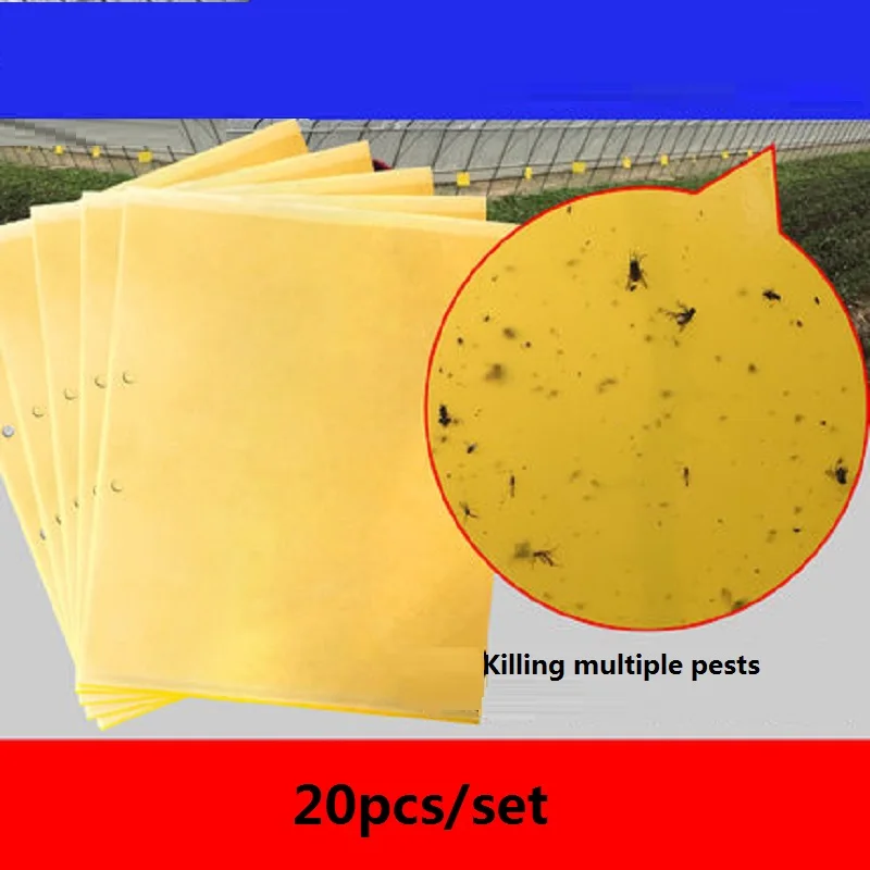 

20pcs/Let Yellow Blue Double Sided Sticky Board Insect Killer Pest Control Trap Catcher Home Garden Tool DIY