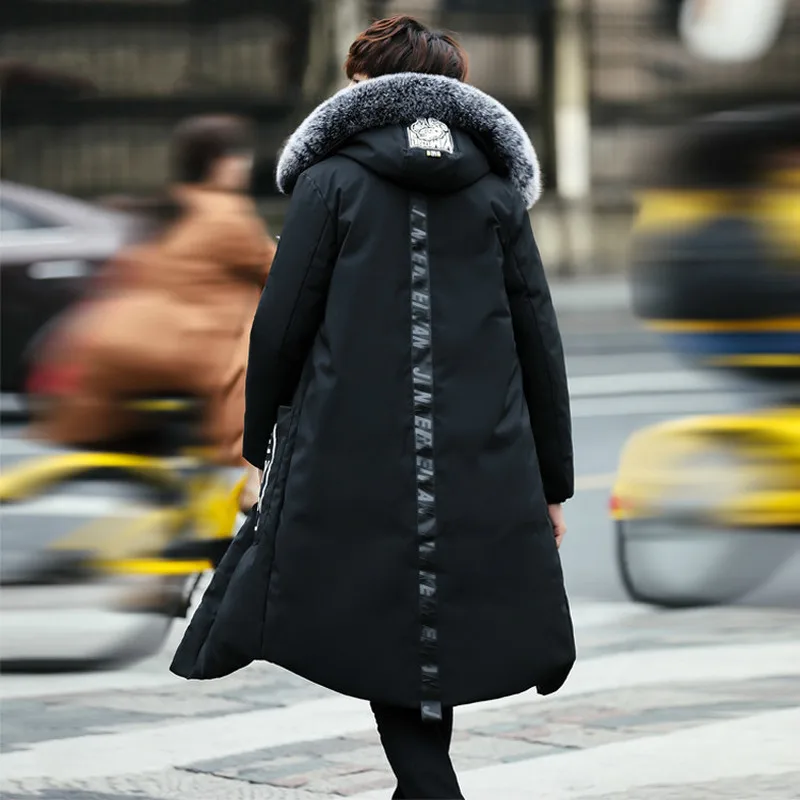 AYUNSUE, пуховик, мужской, зимний, длинный, Повседневный, уплотненный, тонкий, корейский, натуральный мех, воротник, мужские куртки, пальто для мужчин, Abrigo Hombre KJ503