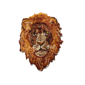 

7CM Brown Lion Head Beast Embroidered Patches Sew Iron On Badges For Dress Bag Jeans Hat T Shirt DIY Appliques Craft Decoration
