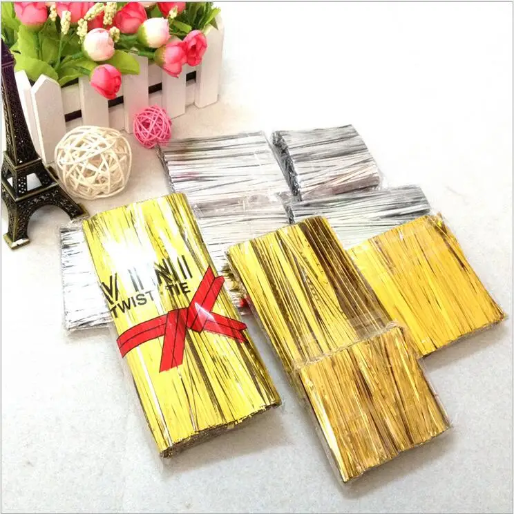 800Pcs/Pack Eyelash Packaging Twist Ties Bolsa Saco 8cm Metallic For Cake Lollipops Candy Food Cellophane Bag F125 | Украшения и