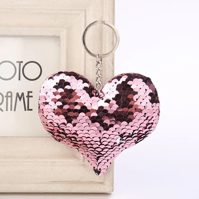 Милый блестящий брелок в виде сердца с блестками брелоки цепочки для женщин сумка для автомобилей Аксессуары Подвеска Брелок для ключей porte clef - Цвет: KS06