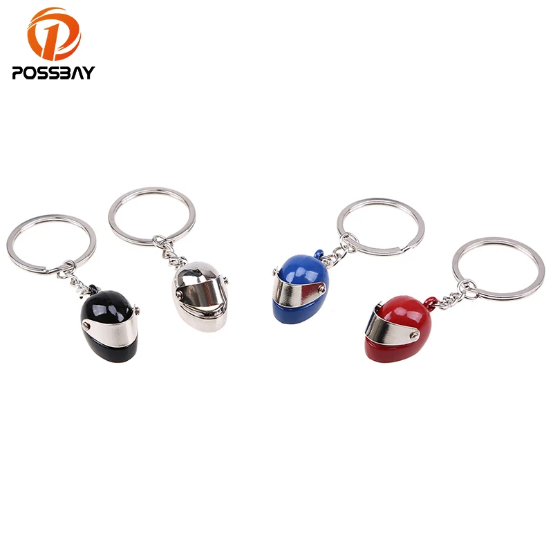 

POSSBAY Metal Silver/Blue/Black/Red Motorcycle Bicycle Helmet Keychains Auto Pendant Key Holder for Peugeot Kia Audi Honda VW