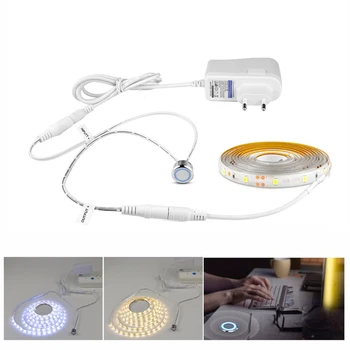 

Waterproof 220V EU plug Stepless Dimmable 2835 SMD DC 12V LED strip light touch switch led tape lamp + 2A power adapter 1m - 5m