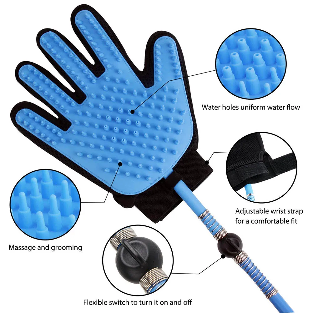 Pet Dog Bathing Tool Washing Glove Shower Kit Adjustable Bath Glove