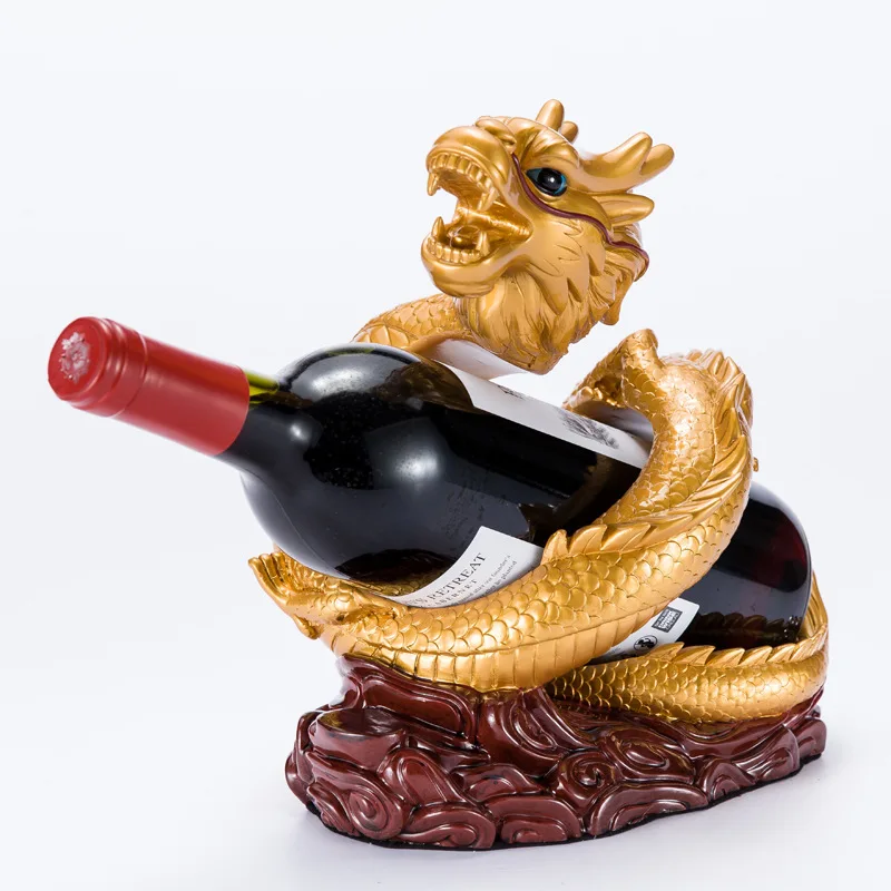 

1 PCS Creative Chinese Dragon Red Wine Rack family decoration articles (Without bottles and cups) LU719400