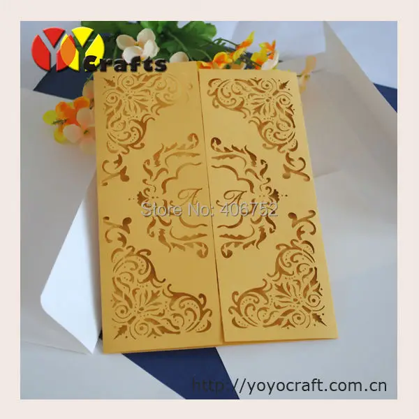 europe wedding invitations new design party favors golden laser cut