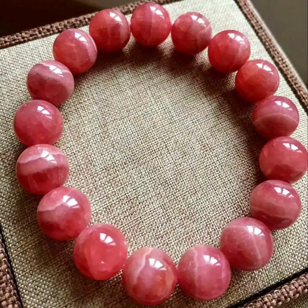 

Natural Ice Rhodochrosite Round Beads Bracelet AAAA 12 MM