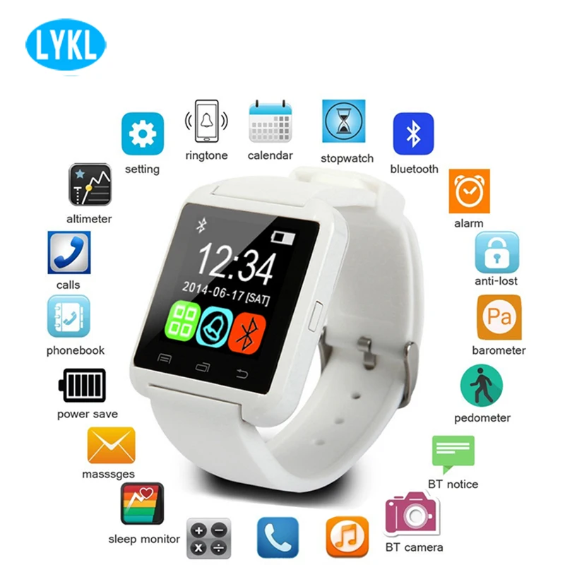 Горячие продажи U8 Смарт-часы Bluetooth умные часы U80 для IPhone 6/5S Samsung S6/Note 4 HTC смартфонов