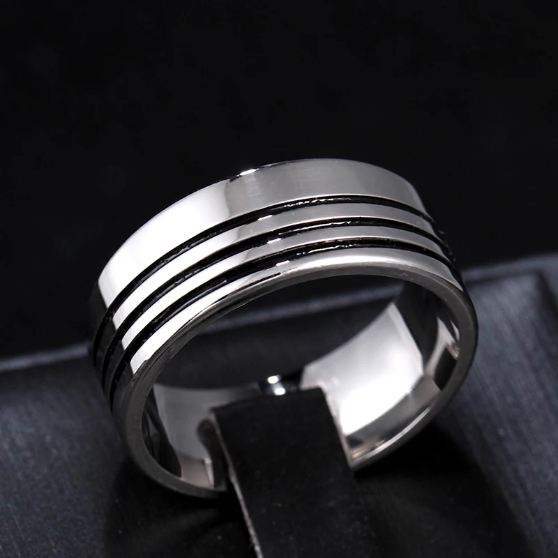 8 мм тройной слой полосы кольца 316L нержавеющая сталь мужчины палец кольцо оптом много